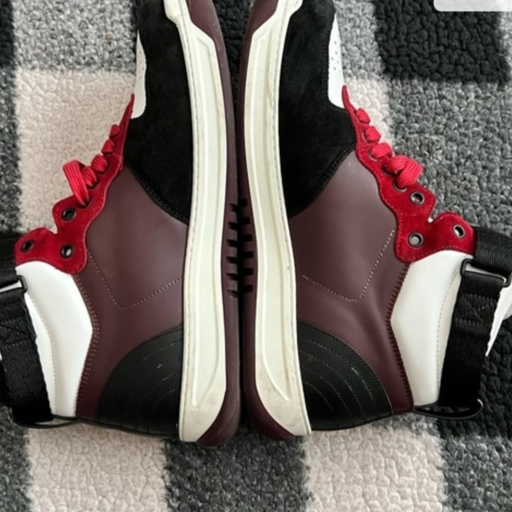 Burberry Red and Black High-Top Sneakers - Picture 2 of 5